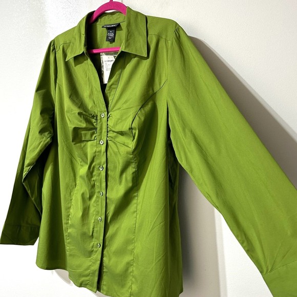 Lane Bryant Button Front Shirt Women’s Size 18 Long Sleeve Green NWT - Picture 5 of 8